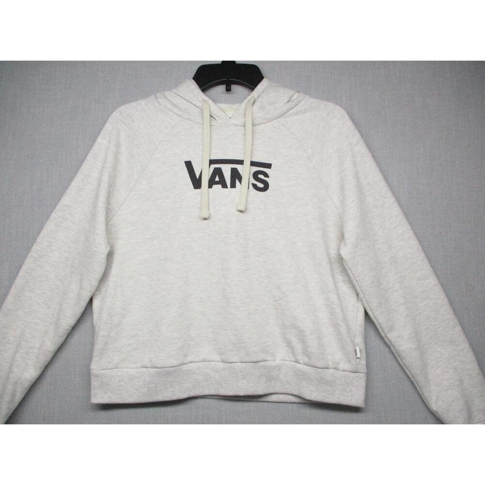 Vans Light Grey Loose Fit Streetwear Logo Print Hoodie Size Extra Small